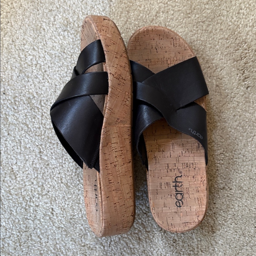 Earth Women's Cork Wedge Sandals - Size 9